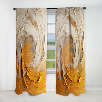 Joana Golden Lemon Zest Spiral - Abstract Spirals Curtain - Velvet Room Darkening - 1 Panel