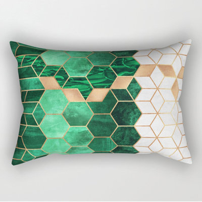 (Covers With Inserts) Set of 2 Rectangular Colorful Lumbar Pillows