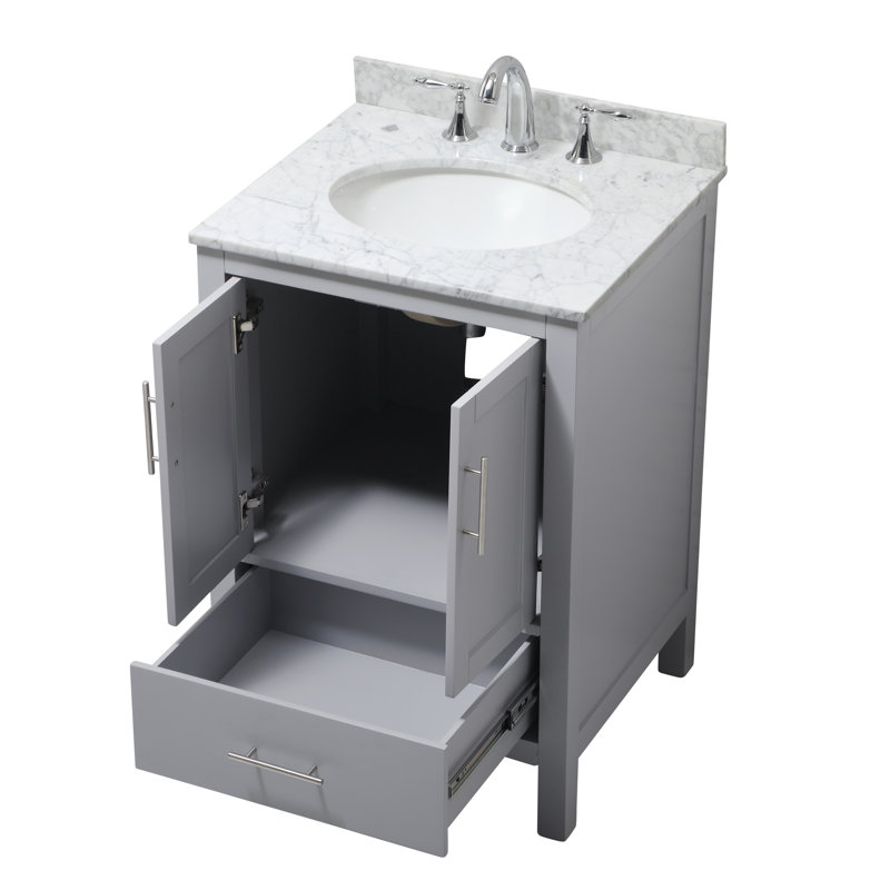 Ensemble de meuble-lavabo simple 24 po Gilley, Blanc de Carrare, Gris