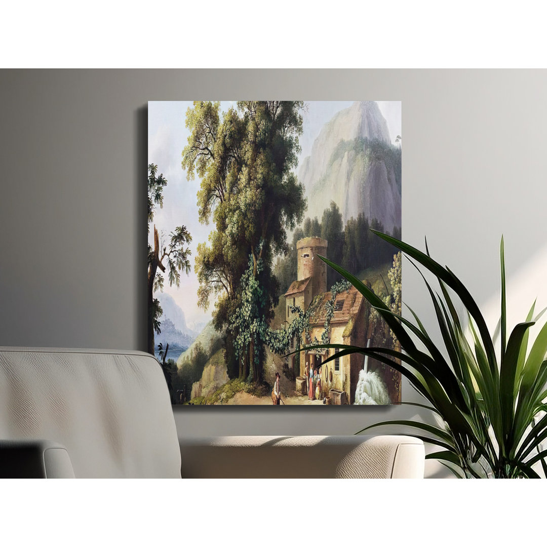 Pastoral Village Scene Canvas Wall Art