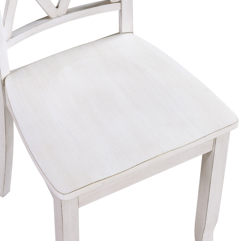 Brookner 17" Wide Wooden Dining Chairs With Double Cross-Back Design, 12, Antique White