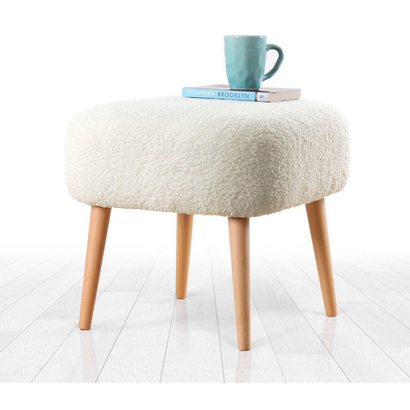 Corey 45cm Wide Square Solid Colour Footstool Ottoman, White