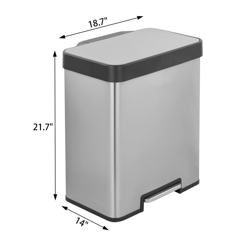 Poubelle de recyclage rectangulaire de 10,6 gallons avec deux compartiments de 20 litres