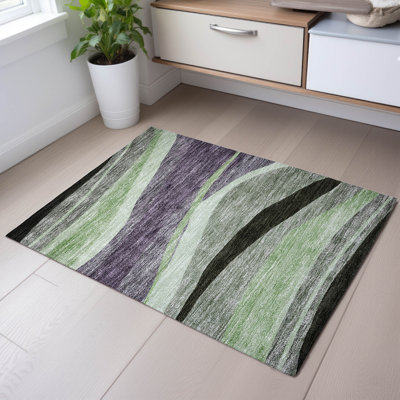 Premium Machine Washable Wayne AMF1098 Swirls Rug
