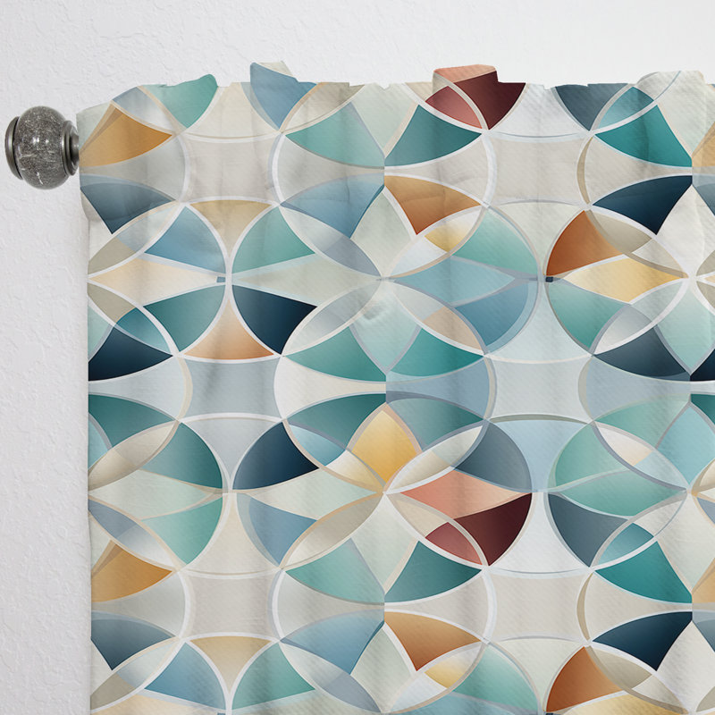 Mosaïque moderne bleue et jaune I - Rideau abstrait - Rideau géométrique obscurcissant - 1 panneau, L 52 po x L 63 po