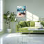 «Ocean Shore with Glass Bottles and Blooms - Nautical Coastal», reproduction d'art sur toile tendue-129115023
