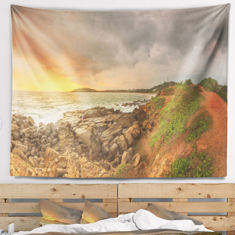 Tapisserie de plage rocky romantique sri lanka, H 32 po x l 39 po
