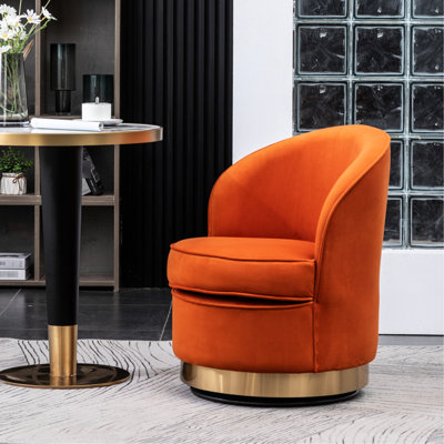 Fauteuil inclinable et pivotant en velours orange
