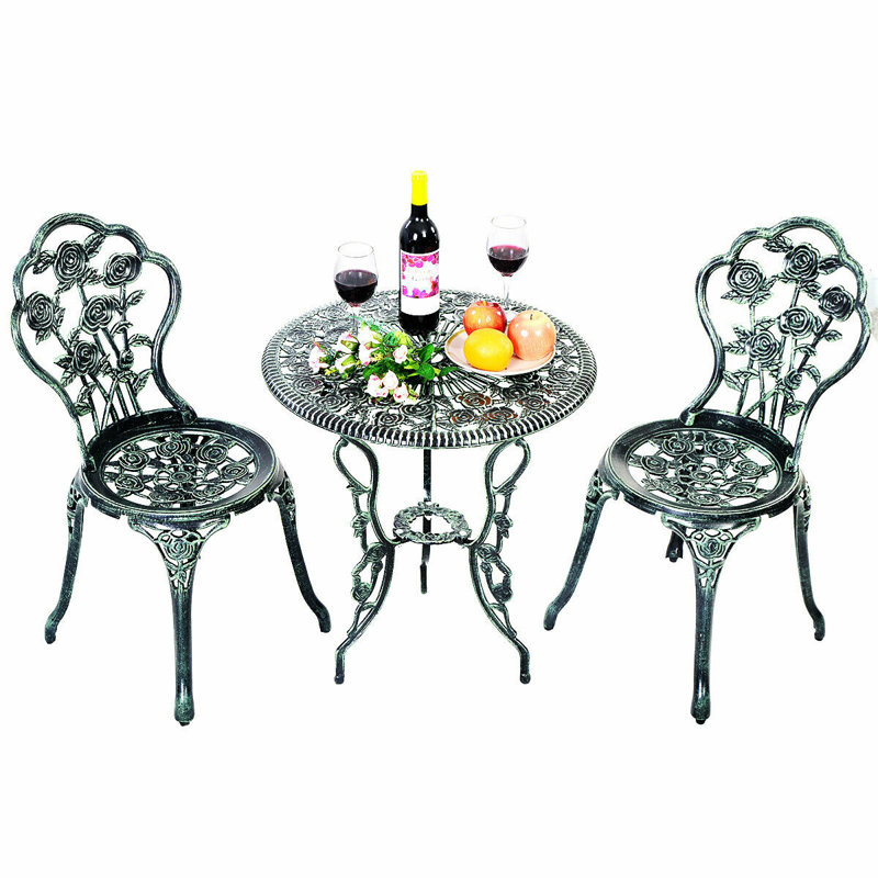 Congdon 2 - Person Patio Dining Set Umbrella Hole Included Round Table