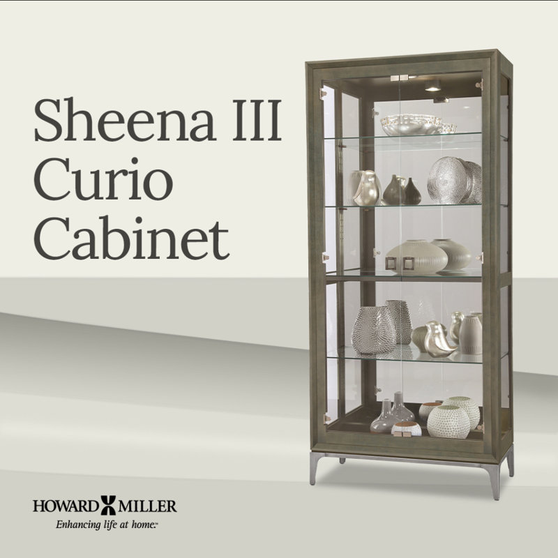 Sheena Lighted Curio Cabinet, Smoke Gray
