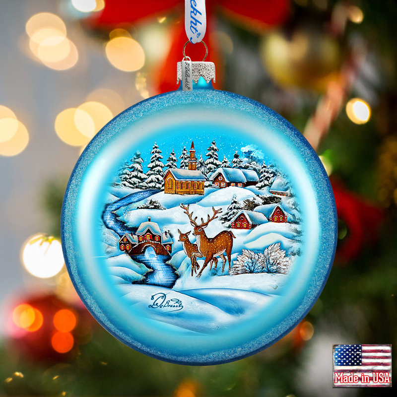 Holiday 3.5'' Handmade Glass Ball Ornament