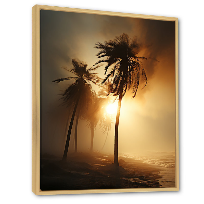 «Ivory Island Jungle Palm Trees At Sunset», reproduction sur toile, Cadre naturel flottant, H 20 po x l 12 po x P 1 po