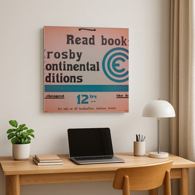 Éditions Continental Crosby - Affiche publicitaire vintage « Lire des livres » - Décoration murale carrée en métal
