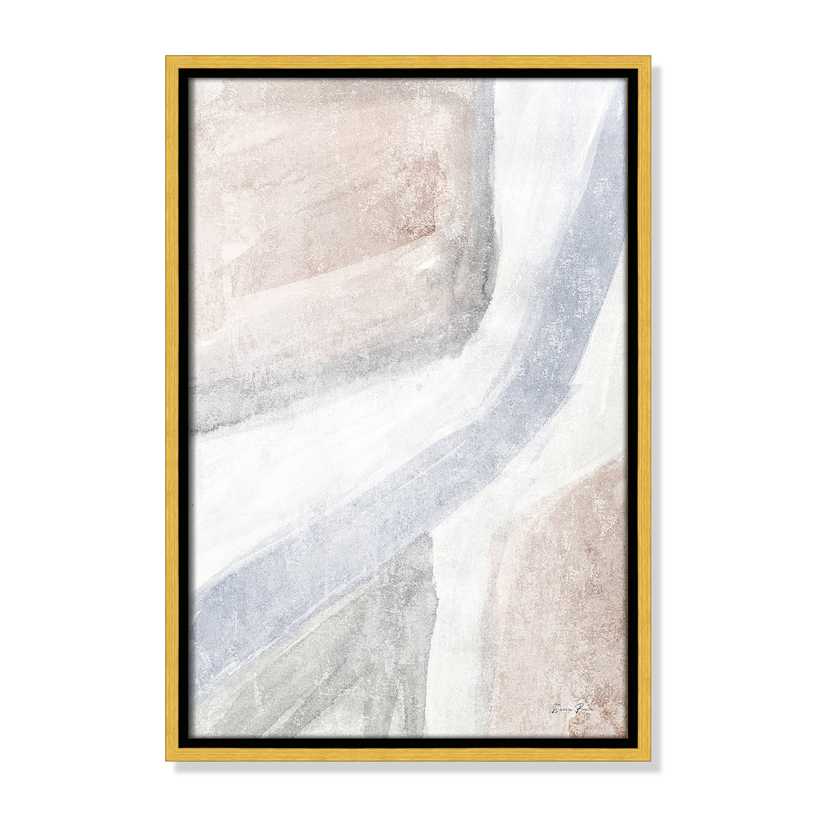 Helmsford "Soften 1" Painting, 19.5" H x 13.5" W x 2" D, Gold