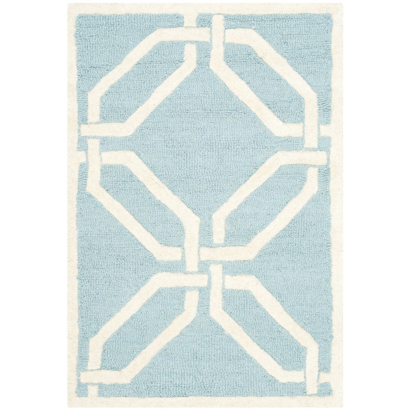 Deedgra Hand Tufted Wool Geometric Rug, Rectangle 3' x 5'