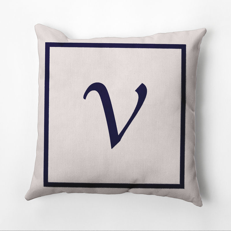 Reversible Throw Pillow, 26"x26", Navy Blue/White, V