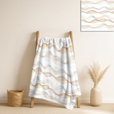 Neutral Waves II - couverture chaude abstraite, jeté douillet contemporain