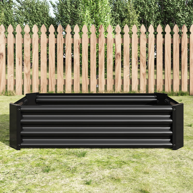 421Ft Black Rectangle Metal Raised Planter For Flowers, Material, - Rust Vegetables And Herbs, Black, & Long Term Use, Black