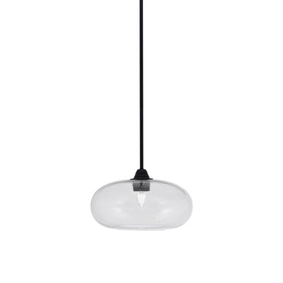 Luminaire suspendu suspendu Paramount, fini noir mat avec verre transparent de 13 po