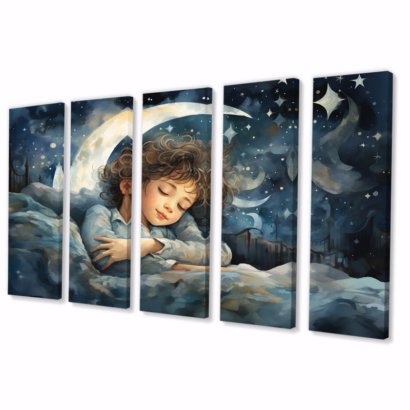 Childs Moonlight Nursery III - Ensemble d'art mural pour chambre de bébé 5 pièces, H 28 po x l 60 po