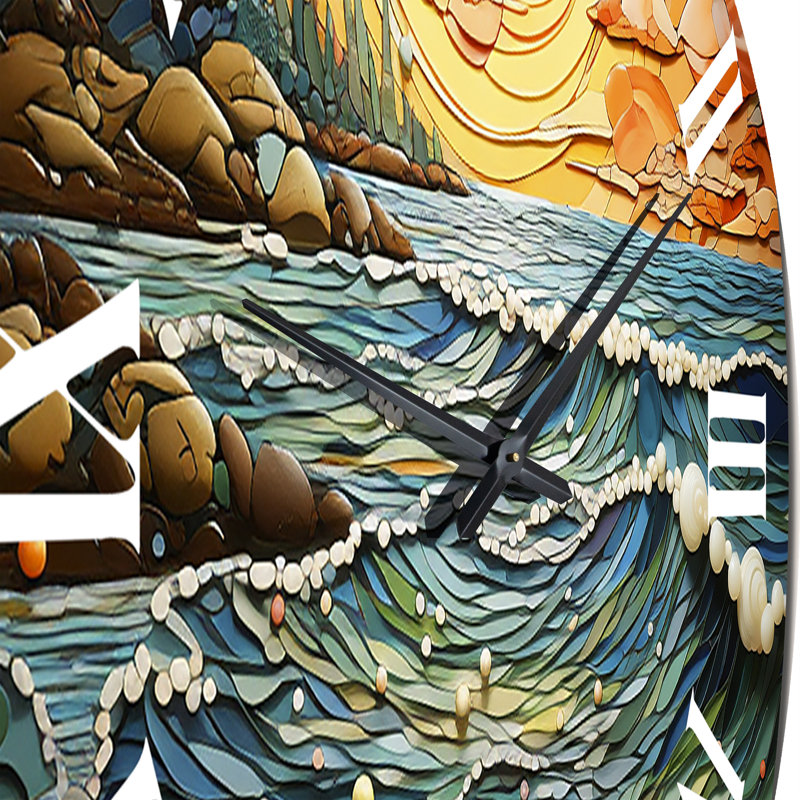 Beach Surf And Turf I Wall Clock, Large