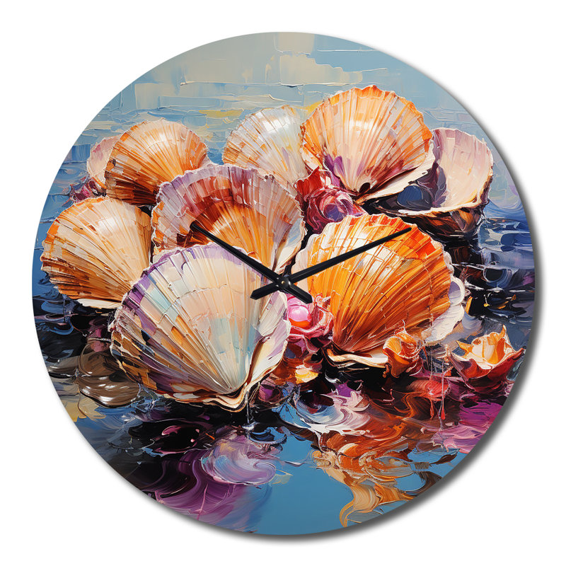 Horloge murale Expressionist Seashells Collage I - Animaux, Grand
