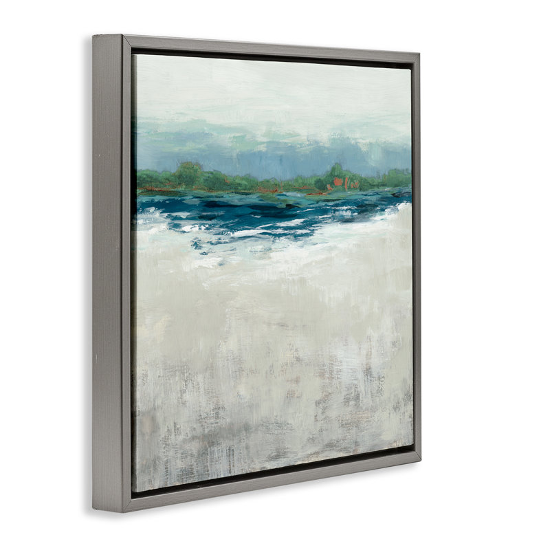  Abstrait dégradé paysage marin encadré, art mural flottant par Jacob Q, H 18 po x l 18 po, Cadre flottant gris lustré