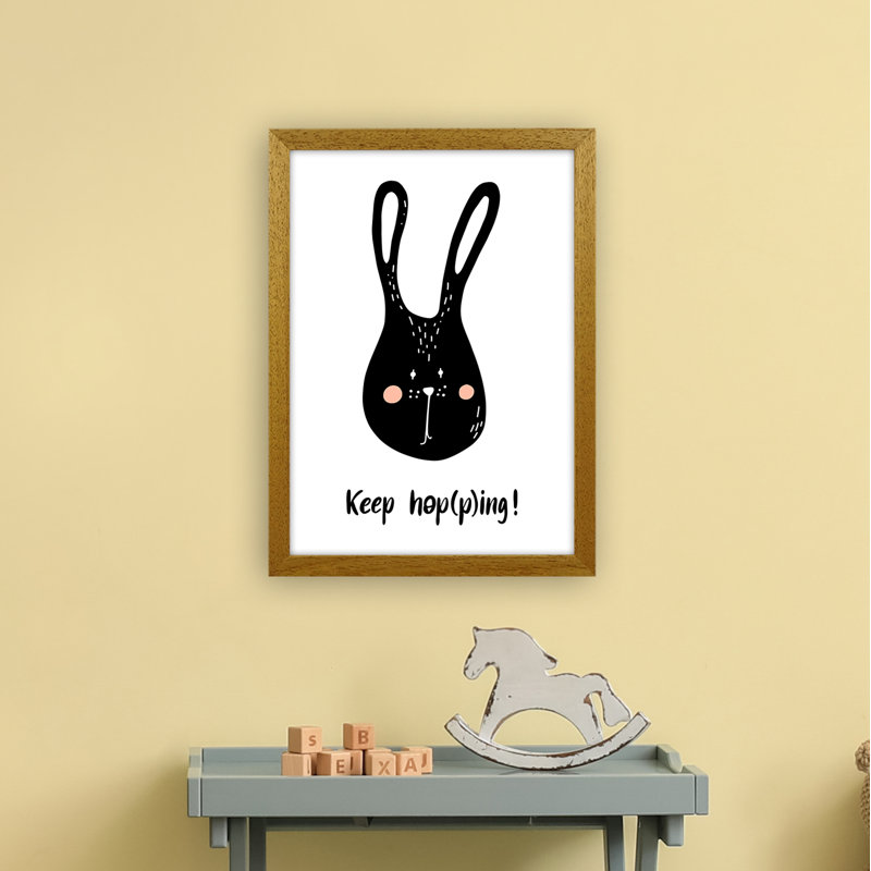 Bunny by Miniofmine - Print, 46cm H x 34cm W x 3cm D, Brown Framed