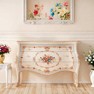 French Cream Style Solid Wood Entryway Cabinet