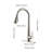 Pull Down Kitchen Faucet In Stainless Steel, Brushed Nickel, High Arc Single Handle With Deck Plate, Modern Handle, , Nickel