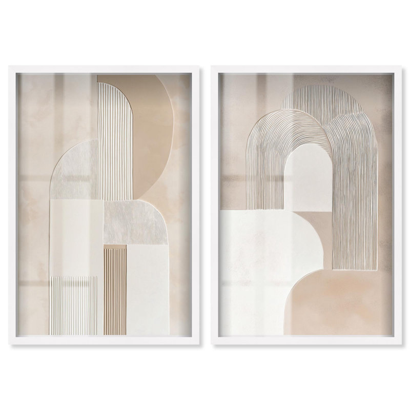 Ensemble de salon doré Golden Shadowbox par Art Remedy, H 16 po x l 11 po, Blanc