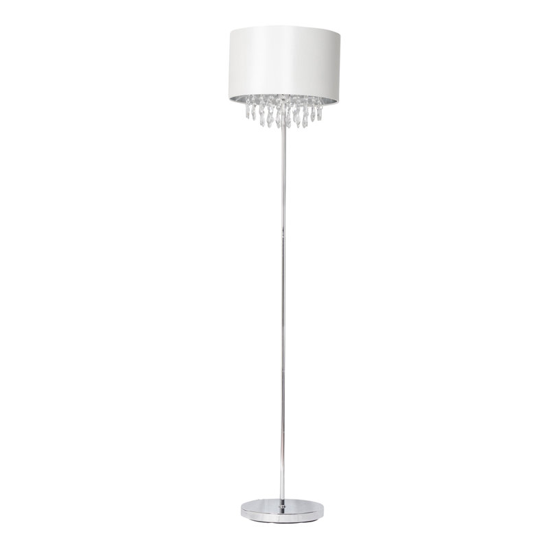 Gracie 150cm Chrome Traditional Floor Lamp, Cream/Off White