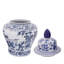 Chinoiserie Stoneware Ceramic Lidded Jar 15" Blue Traditional Decorative Accent for Home Office Bedroom Living Room