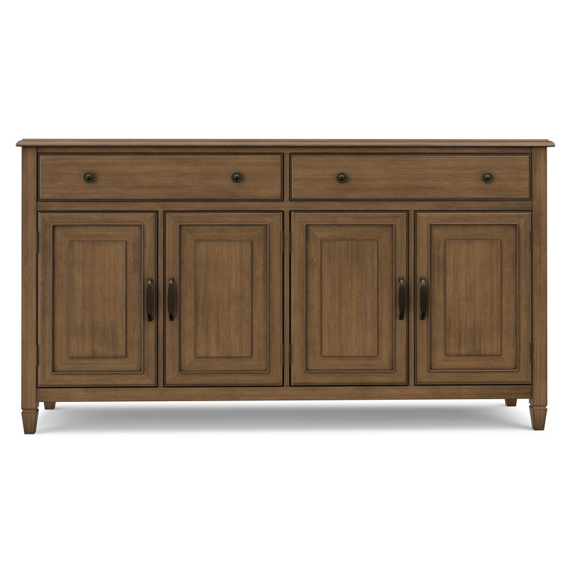 Grande armoire de rangement en bois massif avec tiroirs l 67 po Connaught, Rustic Natural Aged Brown