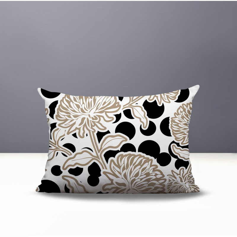 Oreiller rectangulaire réversible intérieur / extérieur Jae, Rectangle H 18 po x l 25 po, Noir