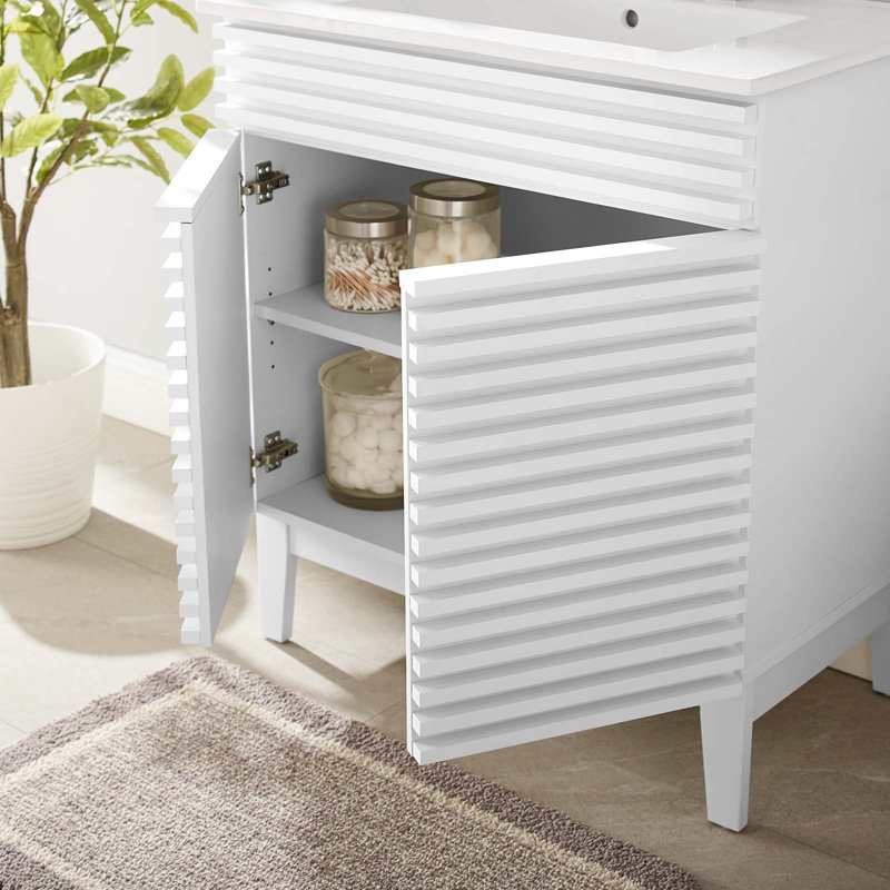 Render 30" Bathroom Vanity Cabinet, White/White