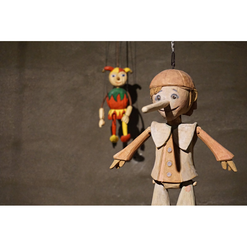 Wooden String Puppets - Wrapped Canvas Print, 30cm H x 46cm W x 3.8cm D