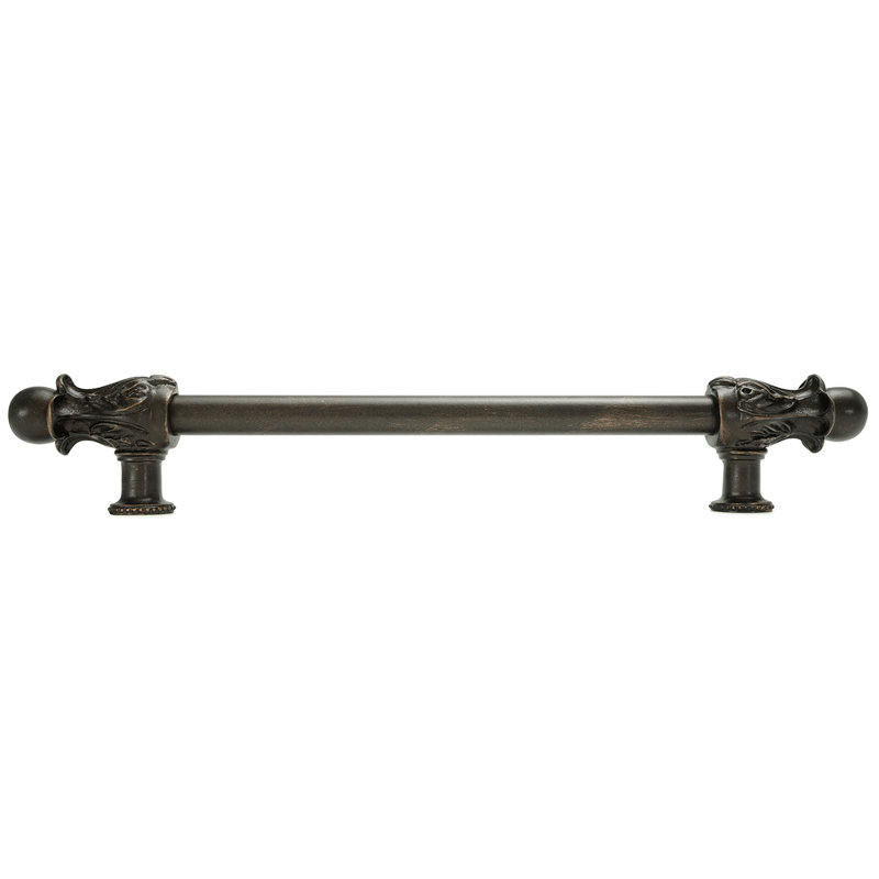 Acanthus 8 inch center to center pull Romanesque style with 1/2 smooth bar in Oil Rub Bronze finish