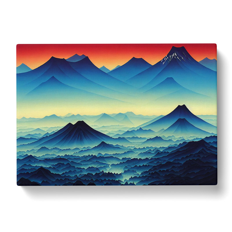 Sunset Japanese Mountain Painting Vol.2 - Wrapped Canvas