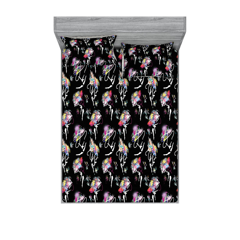 Ensemble de taies décoratives Ambesonne, Drap-housse très grand californien avec 2 taies d
