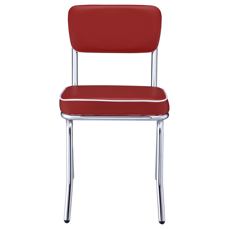 Ensemble de 2 chaises d'appoint rembourrées en similicuir rouge