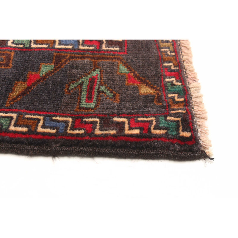 Tapis gris foncé en laine noué à la main de conception unique 3 pi 5 po x 6 pi 6 po Teimani