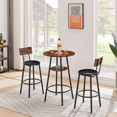Tabouret de bar rond avec tablette, tabouret rembourré avec dossier, l 23,62 po x P 23,62 po x H 35,43 po