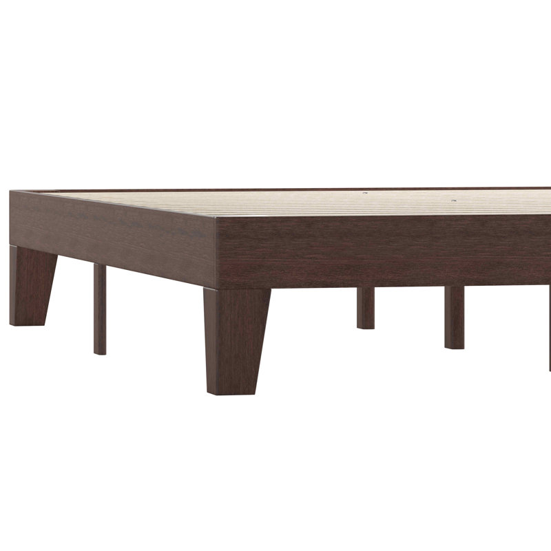 Walnut Queen Wood Frame Platform Bed with Slats