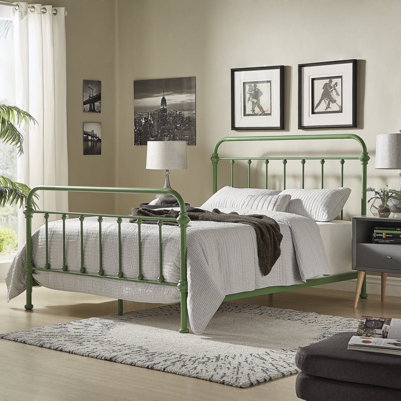 Eberhart Metal Open-Frame Bed, Queen, Meadow Green