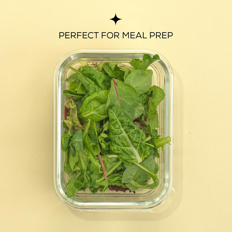 Black Glass Meal Prep Containers with Lids, Set of 5