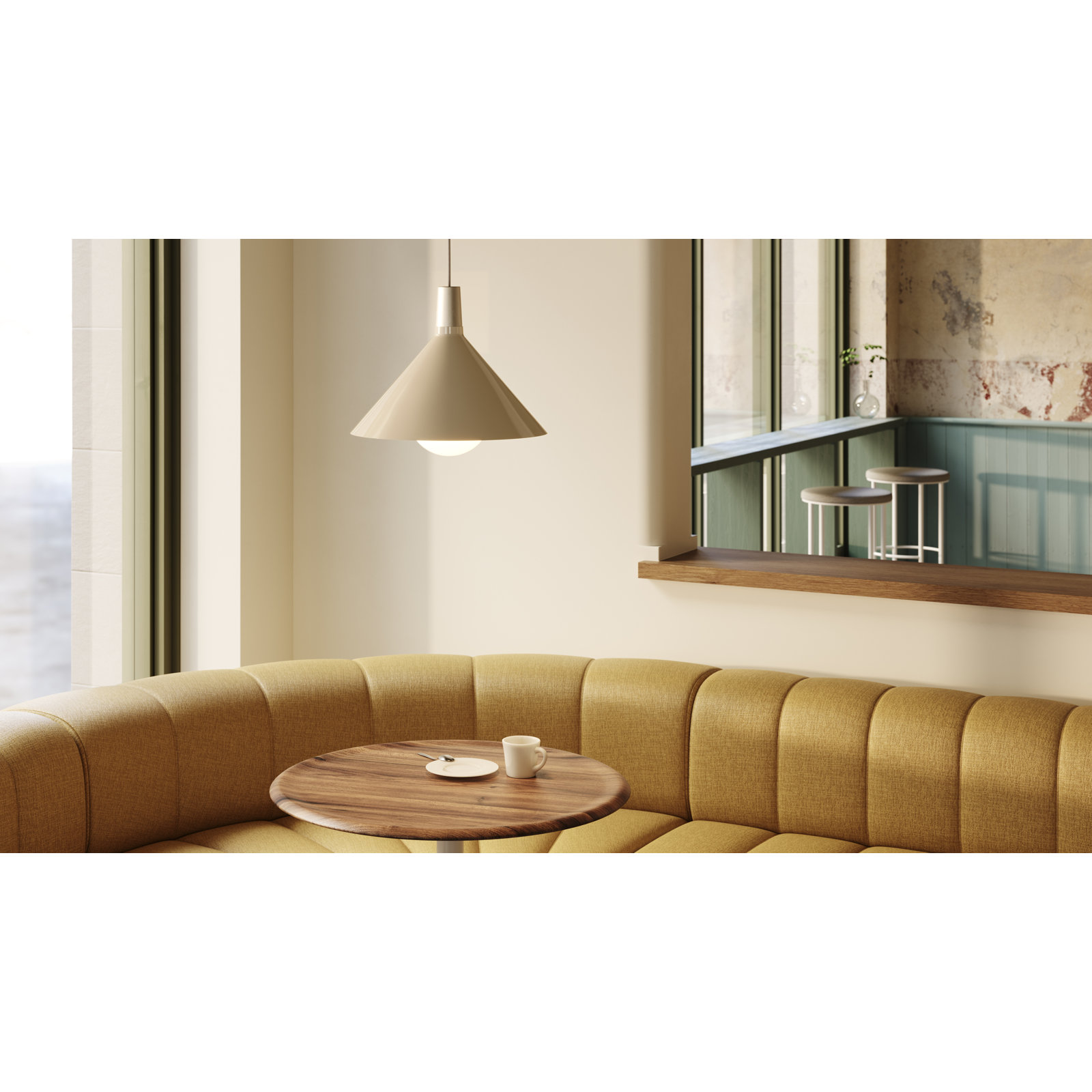 Bower Single Light Aluminium Dimmable Pendant, White