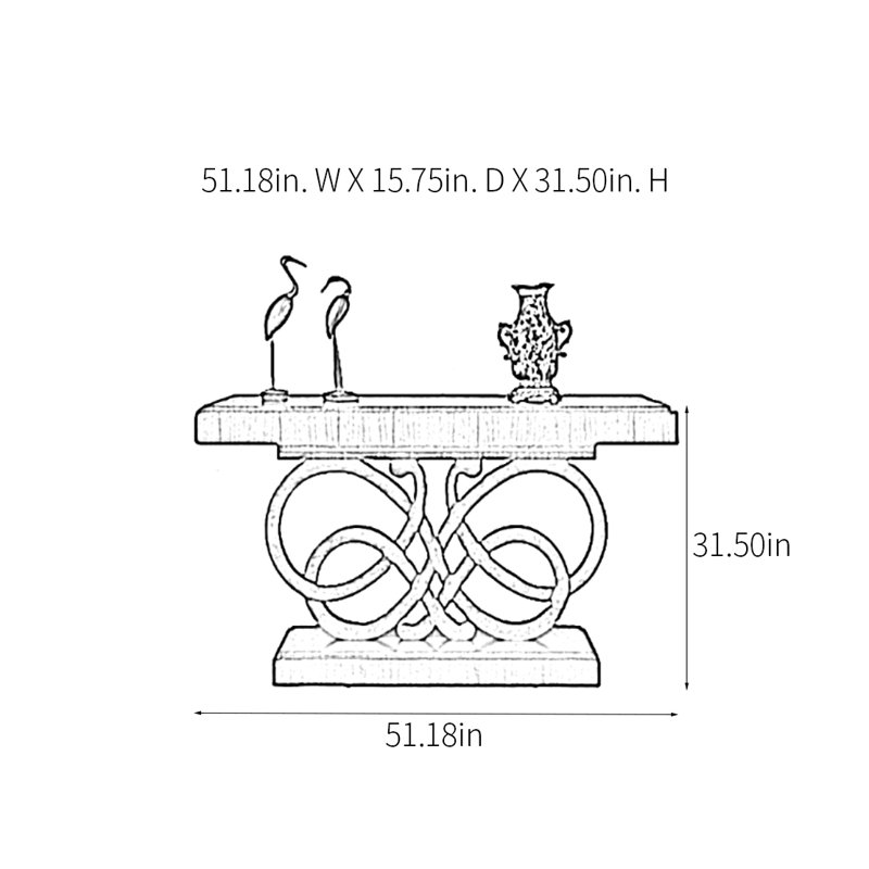 Modern Minimalist Console Table, 31.5" H x 51.18" W x 15.75" D