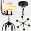 Lustre campagnard traditionnel / classique à 6 lumières avec tissu, lustre noir de 30 pouces avec abat-jour