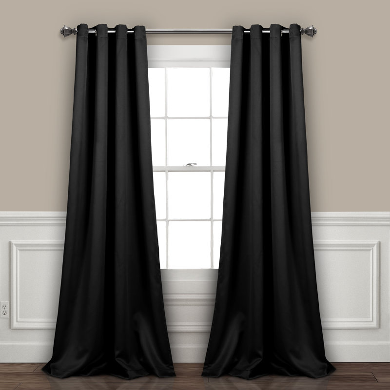 Blackout Curtain Pair, 132cm W x 241cm L, Black